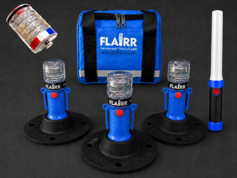 FLAIRR Guardian 3-Flare Kit with Safety Light & Traffic Baton Bundle