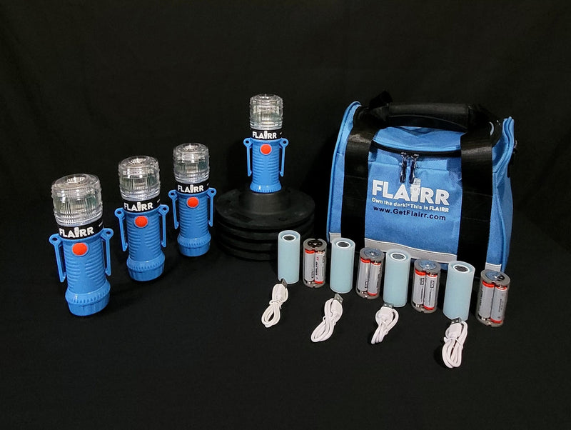 FLAIRR Guardian™ 4-Flare Deployment Bag — Rechargeable Road Flare Kit