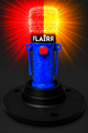 FLAIRR Guardian electronic road flare flashing with a red and yellow/amber split beacon pattern for emergency roadside scenes