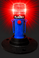 FLAIRR Guardian electronic road flare illuminated in solid red, mounted on a rubber base plate for highway safety