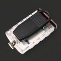 Rear view of the FLAIRR Protector personal safety body light, showcasing the heavy-duty uniform and vest clip attachment which is also magnetic.