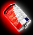 FLAIRR Protector wearable personal safety body light illuminated in a split white and red emergency flashing mode.