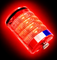 FLAIRR Protector wearable personal safety body light illuminated in bright red for officer and first responder visibility.